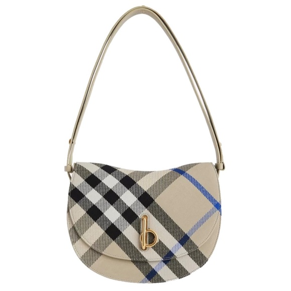 Burberry Rocking Horse Shoulder Bag Lichen Check Jacquard New - Picture 1 of 6